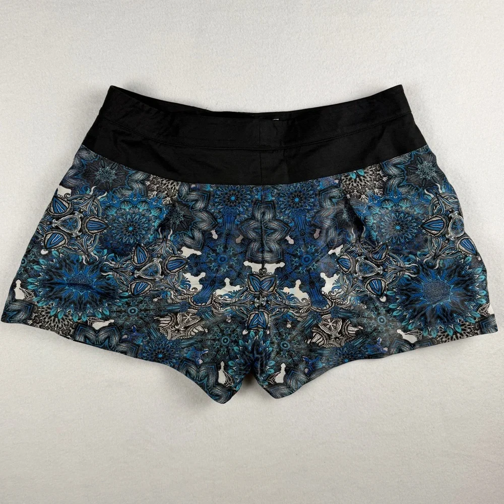 Helmut Lang‎ Women's Mandala Wet Print Shorts Blue Black Sz 2